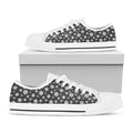 White And Grey Snowflake Pattern Print White Low Top Sneakers