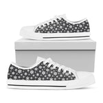 White And Grey Snowflake Pattern Print White Low Top Shoes