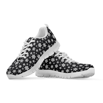 White And Grey Snowflake Pattern Print White Sneakers