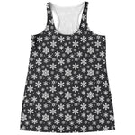 White And Grey Snowflake Pattern Print Women's Racerback Tank Top