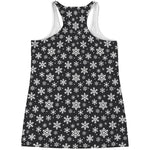 White And Grey Snowflake Pattern Print Women's Racerback Tank Top