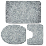 White And Grey Western Floral Print 3 Piece Bath Mat Set