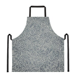 White And Grey Western Floral Print Apron