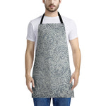 White And Grey Western Floral Print Apron