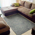White And Grey Western Floral Print Floor Mat