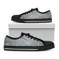 White And Grey Western Floral Print Black Low Top Sneakers