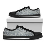White And Grey Western Floral Print Black Low Top Shoes