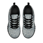 White And Grey Western Floral Print Black Sneakers