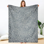 White And Grey Western Floral Print Blanket