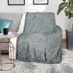 White And Grey Western Floral Print Blanket