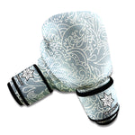 White And Grey Western Floral Print Boxing Gloves