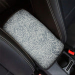 White And Grey Western Floral Print Car Center Console Cover