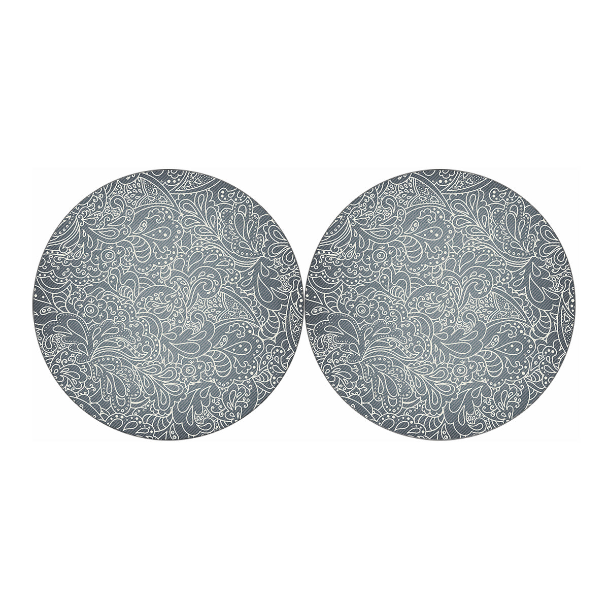 White And Grey Western Floral Print Car Coasters