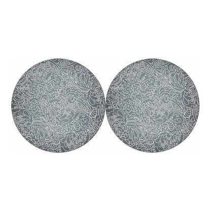 White And Grey Western Floral Print Car Coasters
