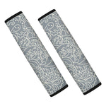 White And Grey Western Floral Print Car Seat Belt Covers