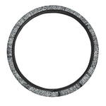 White And Grey Western Floral Print Car Steering Wheel Cover