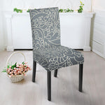 White And Grey Western Floral Print Dining Chair Slipcover