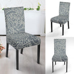 White And Grey Western Floral Print Dining Chair Slipcover