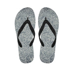 White And Grey Western Floral Print Flip Flops