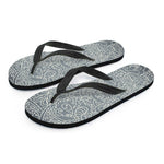 White And Grey Western Floral Print Flip Flops