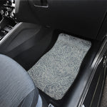 White And Grey Western Floral Print Front and Back Car Floor Mats