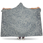 White And Grey Western Floral Print Hooded Blanket