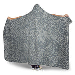 White And Grey Western Floral Print Hooded Blanket