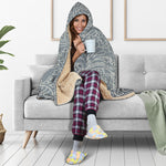 White And Grey Western Floral Print Hooded Blanket
