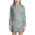 White And Grey Western Floral Print Pullover Hoodie Dress