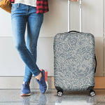 White And Grey Western Floral Print Luggage Cover