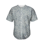 White And Grey Western Floral Print Men's Baseball Jersey