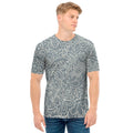 White And Grey Western Floral Print Men's T-Shirt