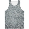 White And Grey Western Floral Print Men's Tank Top
