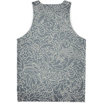 White And Grey Western Floral Print Men's Tank Top