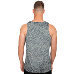 White And Grey Western Floral Print Men's Tank Top