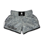 White And Grey Western Floral Print Muay Thai Boxing Shorts