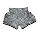 White And Grey Western Floral Print Muay Thai Boxing Shorts