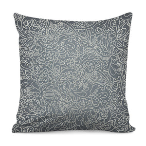 White And Grey Western Floral Print Pillow Cover