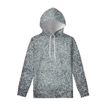 White And Grey Western Floral Print Pullover Hoodie