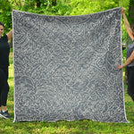White And Grey Western Floral Print Quilt