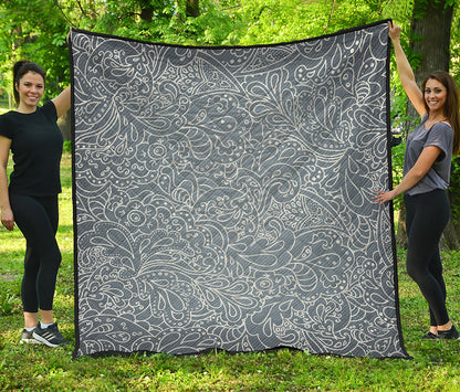 White And Grey Western Floral Print Quilt