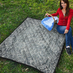 White And Grey Western Floral Print Quilt