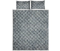 White And Grey Western Floral Print Quilt Bed Set