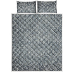White And Grey Western Floral Print Quilt Bed Set