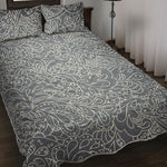 White And Grey Western Floral Print Quilt Bed Set
