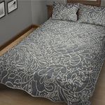 White And Grey Western Floral Print Quilt Bed Set