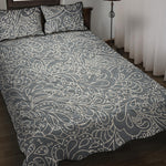 White And Grey Western Floral Print Quilt Bed Set