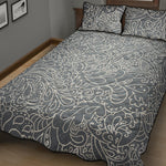 White And Grey Western Floral Print Quilt Bed Set