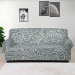 White And Grey Western Floral Print Sofa Cover
