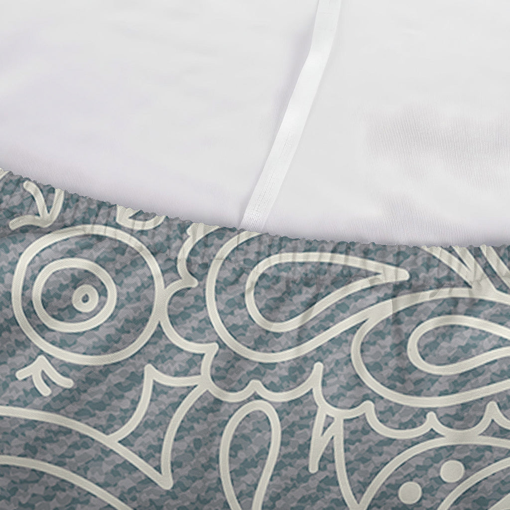 White And Grey Western Floral Print Sofa Cover